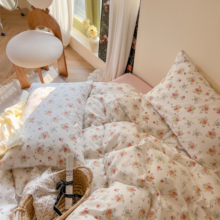 91家纺网 家纺一手货源 找家纺 时年 2023新款全棉双层纱四件套 悠悠谷