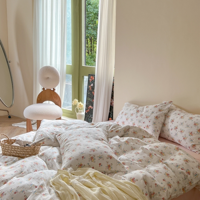 91家纺网 家纺一手货源 找家纺 时年 2023新款全棉双层纱四件套 悠悠谷