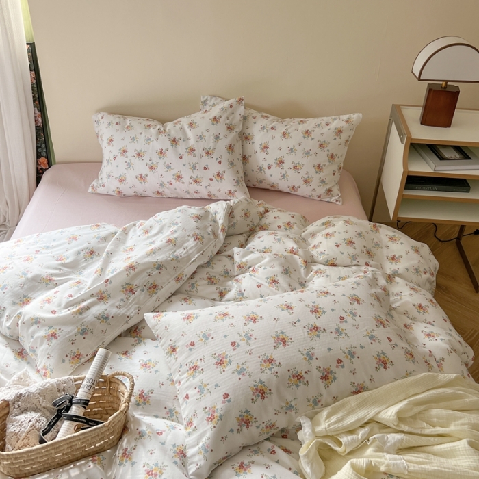 91家纺网 家纺一手货源 找家纺 时年 2023新款全棉双层纱四件套 悠悠谷