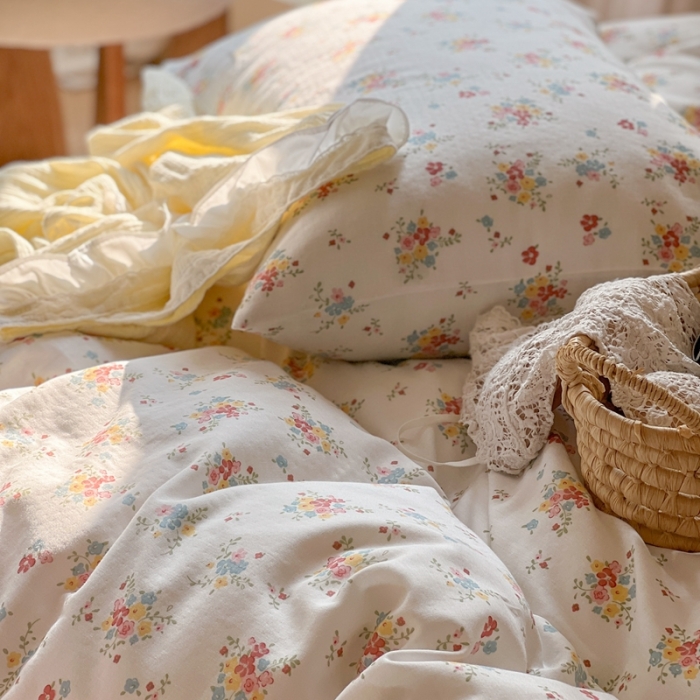 91家纺网 家纺一手货源 找家纺 时年 2023新款全棉双层纱四件套 悠悠谷