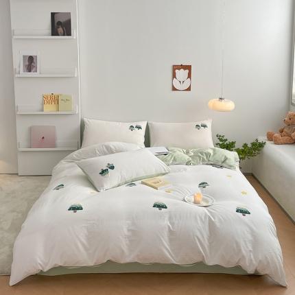 雅居纺 2023新款全棉毛巾绣四件套 心愿树