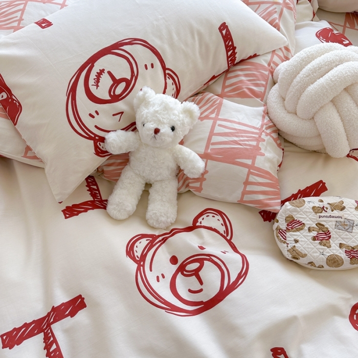 91家纺网 家纺一手货源 找家纺 时年 2023新款热爱生活·全棉系列第二期 熊世界-红