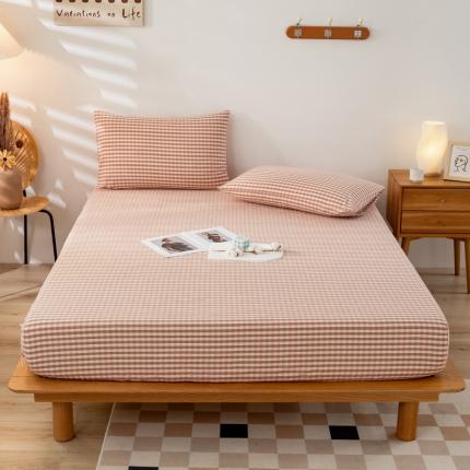 91家纺网 家纺一手货源 找家纺 (总)九沐良品 新款A类色织水洗棉床笠