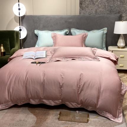 91家纺网 家纺一手货源 找家纺 美娘阁2025新款双股长绒棉居家款四件套 邂逅（豆沙）