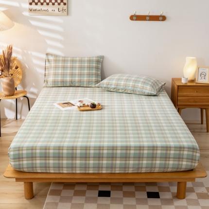 91家纺网 家纺一手货源 找家纺 (总)九沐良品 新款A类色织水洗棉床笠