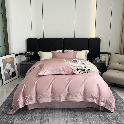 91家纺网 家纺一手货源 找家纺 淼铭 2025新款长绒棉绣花四件套-豹纹系列 豹纹-豆沙