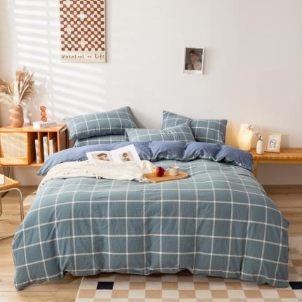 91家纺网 家纺一手货源 找家纺 （总）九沐良品 新款A类色织水洗棉四件套