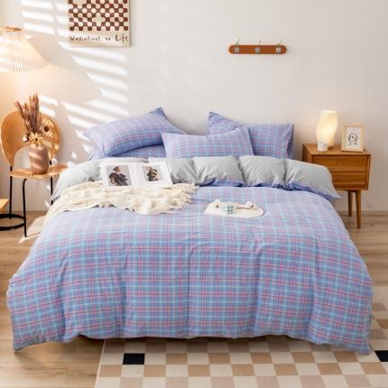 91家纺网 家纺一手货源 找家纺 （总）九沐良品 新款A类色织水洗棉四件套