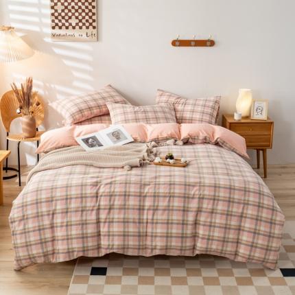 91家纺网 家纺一手货源 找家纺 （总）九沐良品 新款A类色织水洗棉四件套