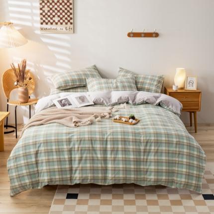 91家纺网 家纺一手货源 找家纺 （总）九沐良品 新款A类色织水洗棉四件套