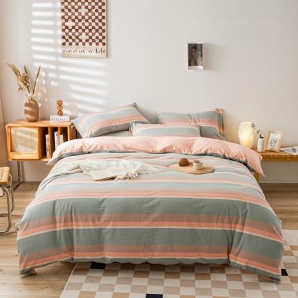 91家纺网 家纺一手货源 找家纺 （总）九沐良品 新款A类色织水洗棉四件套