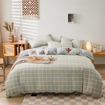 91家纺网 家纺一手货源 找家纺 （总）九沐良品 新款A类色织水洗棉四件套