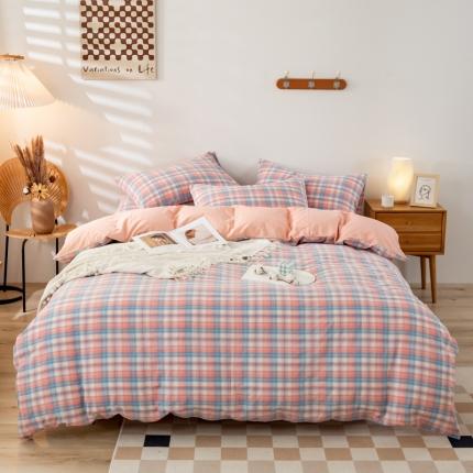 91家纺网 家纺一手货源 找家纺 （总）九沐良品 新款A类色织水洗棉四件套