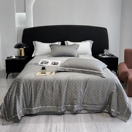 91家纺网 家纺一手货源 找家纺 优悦 2023新款提花冰丝夏被套件系列 赫拉-灰