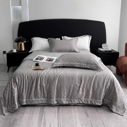 91家纺网 家纺一手货源 找家纺 优悦 2023新款提花冰丝夏被套件系列 罗马-灰