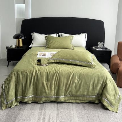 91家纺网 家纺一手货源 找家纺 优悦 2023新款提花冰丝夏被套件系列 仲夏-绿
