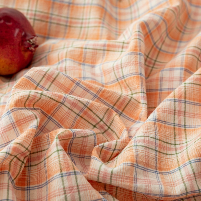 91家纺网 家纺一手货源 找家纺 九沐良品 新款A类色织水洗棉四件套 凯利桔