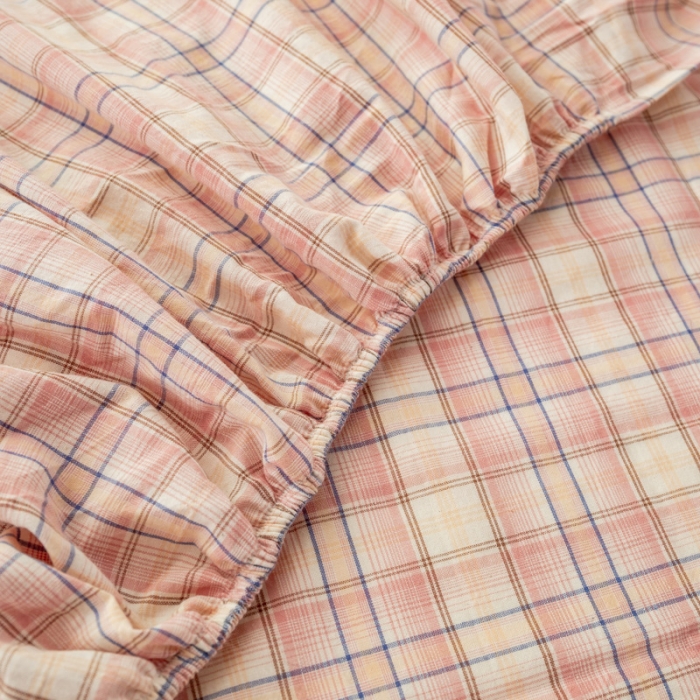 91家纺网 家纺一手货源 找家纺 九沐良品 新款A类色织水洗棉四件套 凯利咖