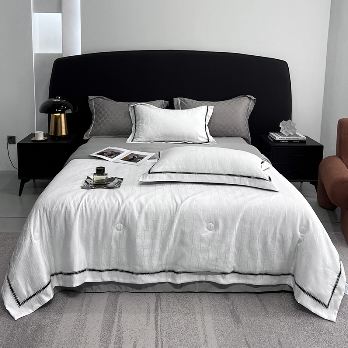 91家纺网 家纺一手货源 找家纺 优悦 2023新款提花冰丝夏被套件系列 哈曼-白灰