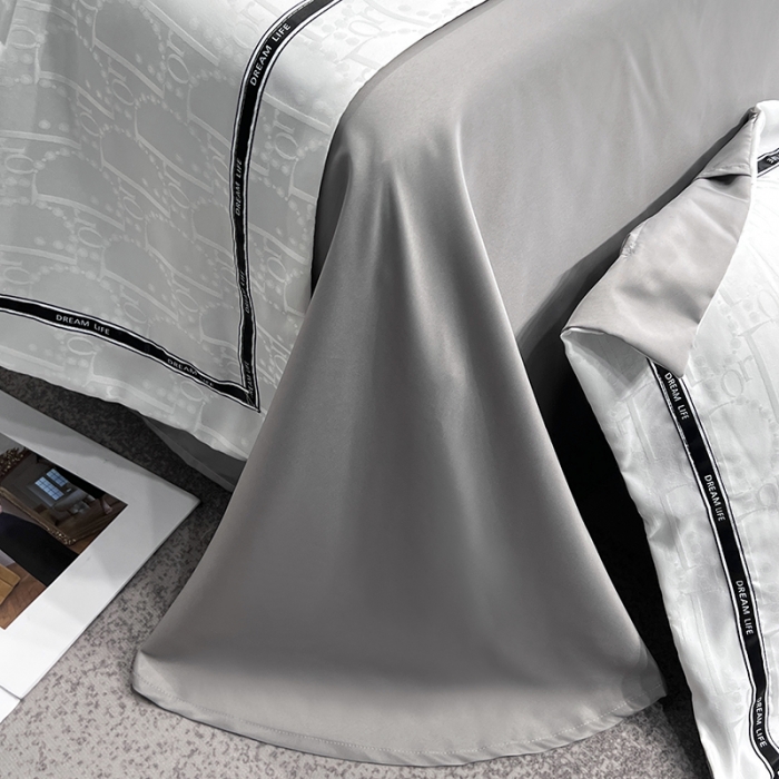 91家纺网 家纺一手货源 找家纺 优悦 2023新款提花冰丝夏被套件系列 哈曼-白灰