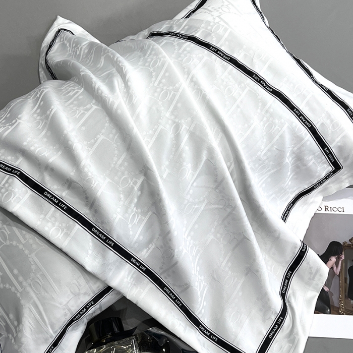 91家纺网 家纺一手货源 找家纺 优悦 2023新款提花冰丝夏被套件系列 哈曼-白灰