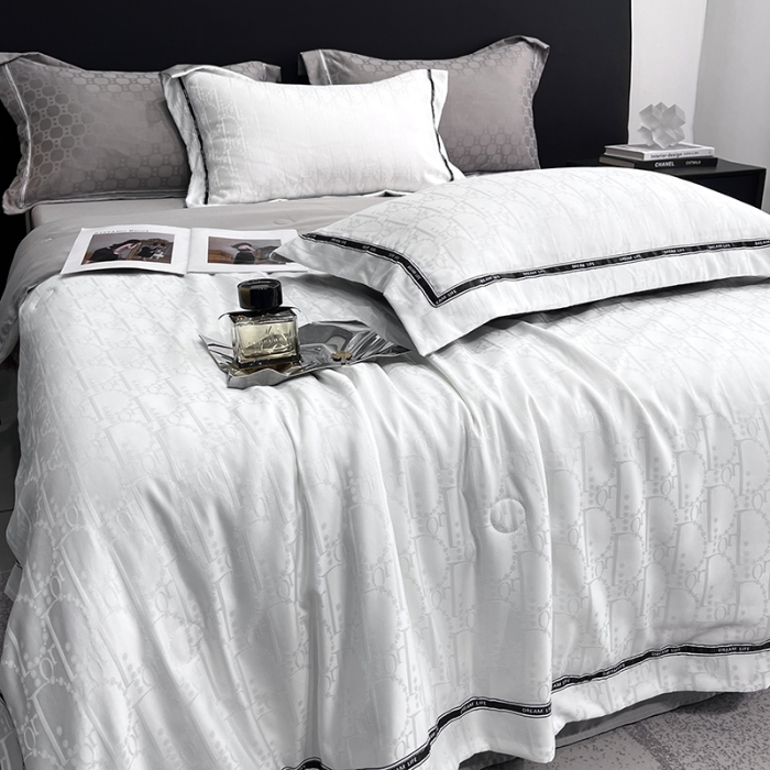 91家纺网 家纺一手货源 找家纺 优悦 2023新款提花冰丝夏被套件系列 哈曼-白灰