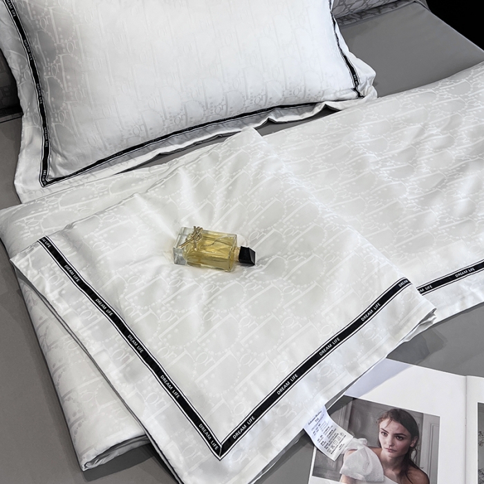 91家纺网 家纺一手货源 找家纺 优悦 2023新款提花冰丝夏被套件系列 哈曼-白灰