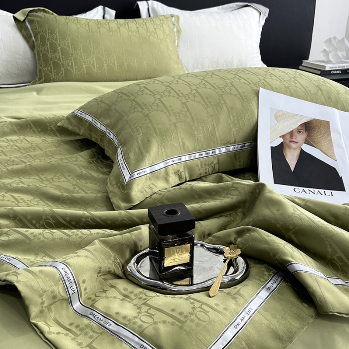 91家纺网 家纺一手货源 找家纺 优悦 2023新款提花冰丝夏被套件系列 哈曼-绿