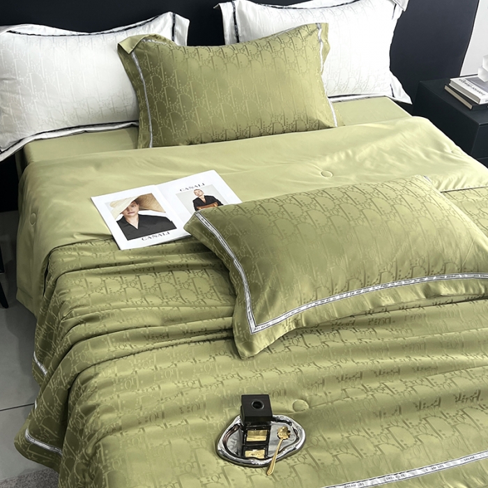 91家纺网 家纺一手货源 找家纺 优悦 2023新款提花冰丝夏被套件系列 哈曼-绿