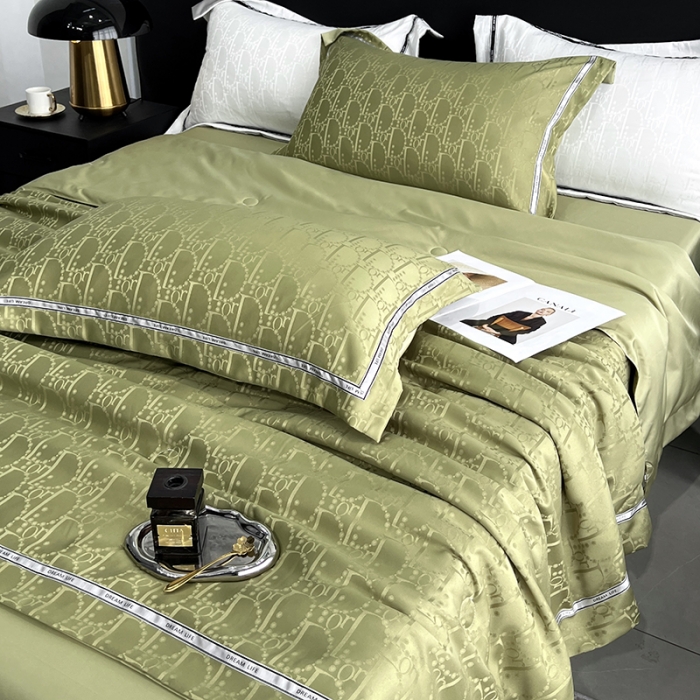 91家纺网 家纺一手货源 找家纺 优悦 2023新款提花冰丝夏被套件系列 哈曼-绿