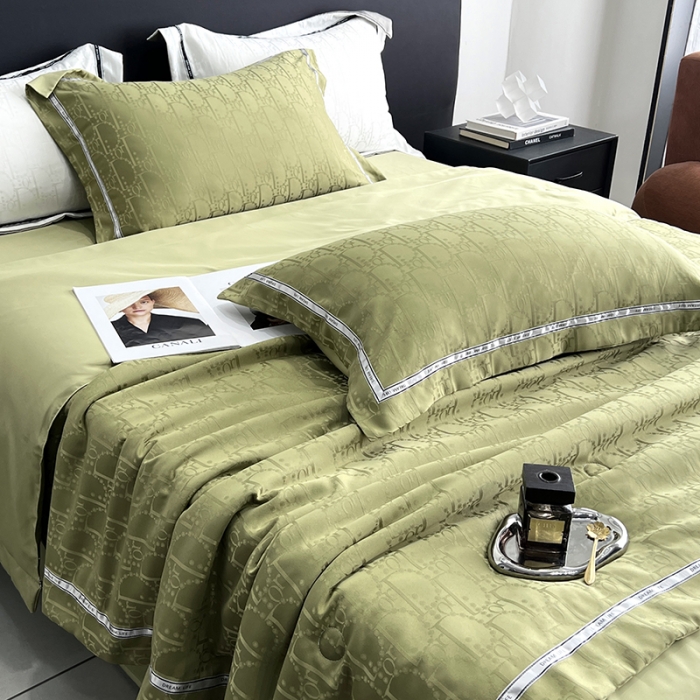 91家纺网 家纺一手货源 找家纺 优悦 2023新款提花冰丝夏被套件系列 哈曼-绿