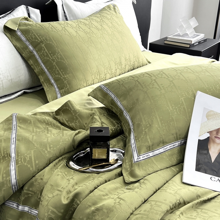 91家纺网 家纺一手货源 找家纺 优悦 2023新款提花冰丝夏被套件系列 哈曼-绿