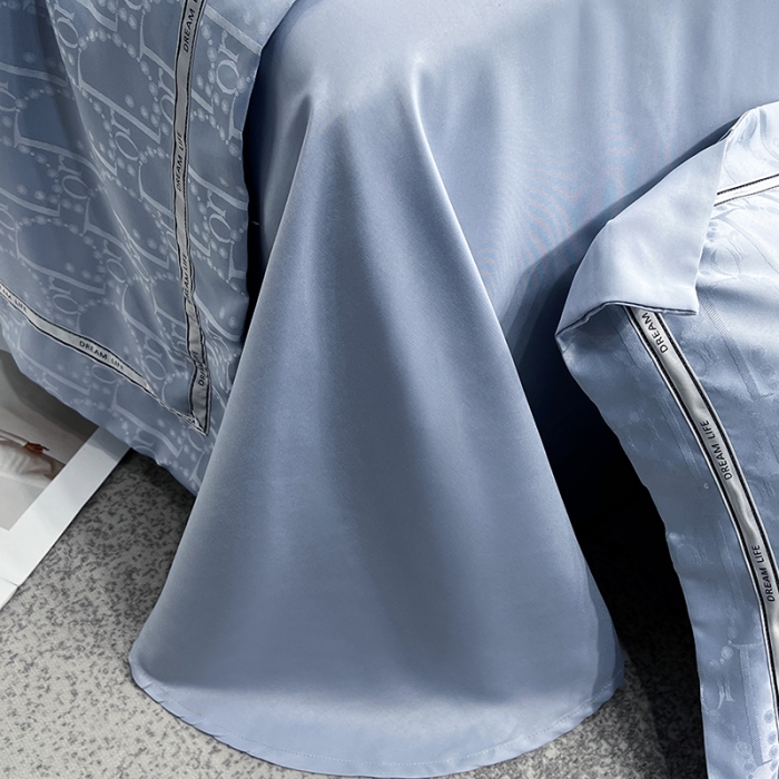 91家纺网 家纺一手货源 找家纺 优悦 2023新款提花冰丝夏被套件系列 哈曼-浅蓝