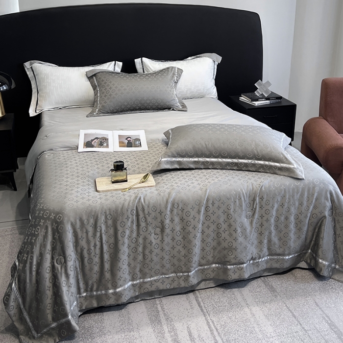 91家纺网 家纺一手货源 找家纺 优悦 2023新款提花冰丝夏被套件系列 赫拉-灰