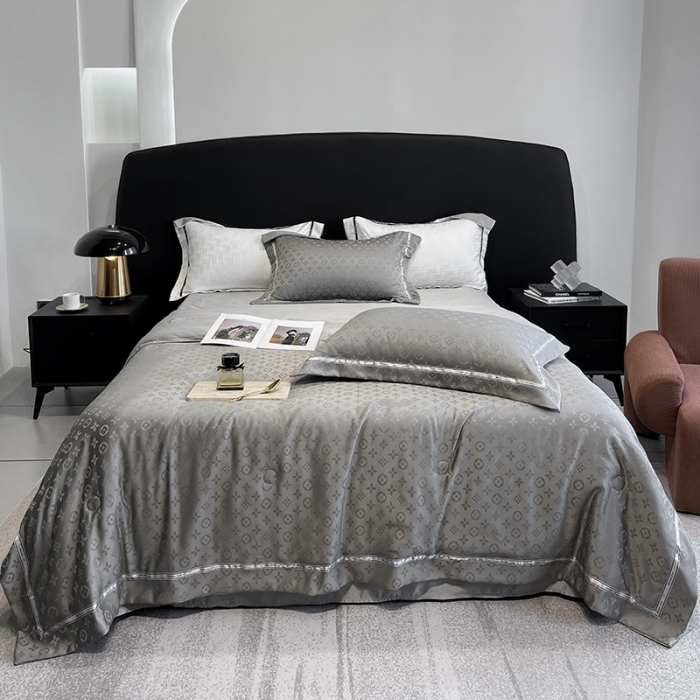 91家纺网 家纺一手货源 找家纺 优悦 2023新款提花冰丝夏被套件系列 赫拉-灰