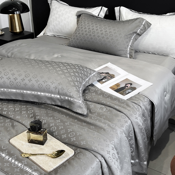 91家纺网 家纺一手货源 找家纺 优悦 2023新款提花冰丝夏被套件系列 赫拉-灰