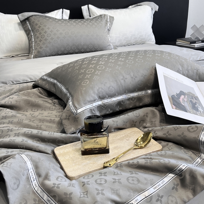 91家纺网 家纺一手货源 找家纺 优悦 2023新款提花冰丝夏被套件系列 赫拉-灰