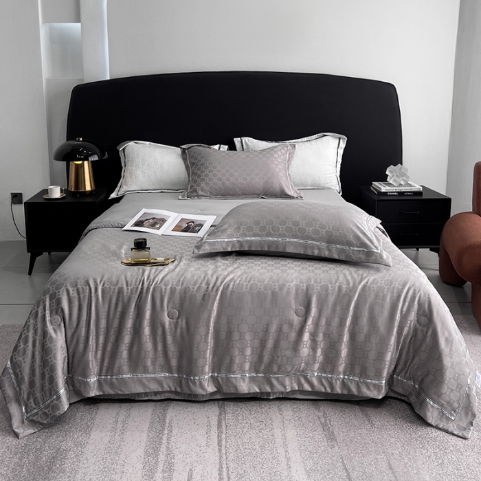 91家纺网 家纺一手货源 找家纺 优悦 2023新款提花冰丝夏被套件系列 罗马-灰