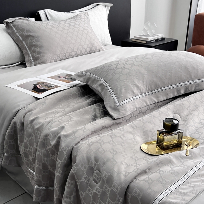 91家纺网 家纺一手货源 找家纺 优悦 2023新款提花冰丝夏被套件系列 罗马-灰