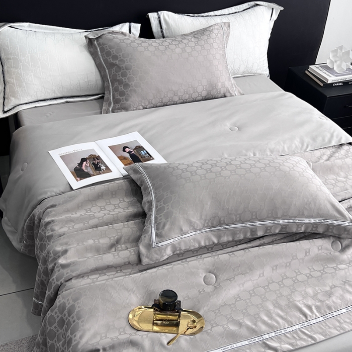 91家纺网 家纺一手货源 找家纺 优悦 2023新款提花冰丝夏被套件系列 罗马-灰