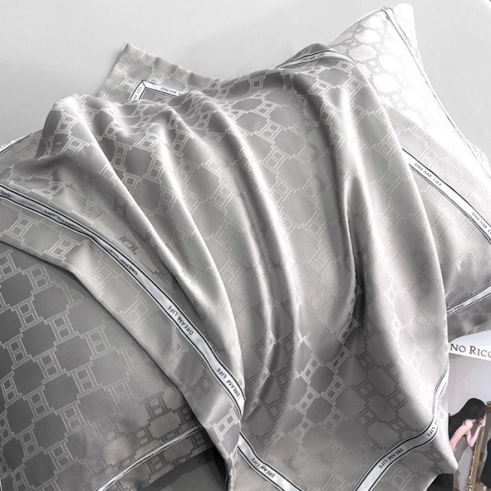 91家纺网 家纺一手货源 找家纺 优悦 2023新款提花冰丝夏被套件系列 罗马-灰