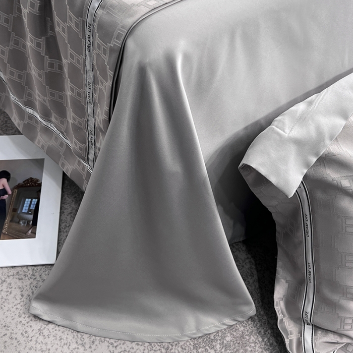 91家纺网 家纺一手货源 找家纺 优悦 2023新款提花冰丝夏被套件系列 罗马-灰