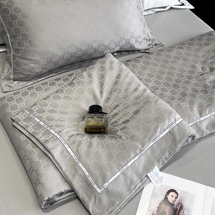 91家纺网 家纺一手货源 找家纺 优悦 2023新款提花冰丝夏被套件系列 罗马-灰