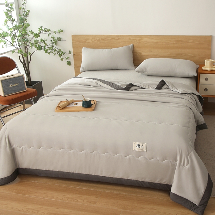 91家纺网 家纺一手货源 找家纺 猎鹿人 2023新款纯色水洗棉纱棉花夏被 摩卡灰