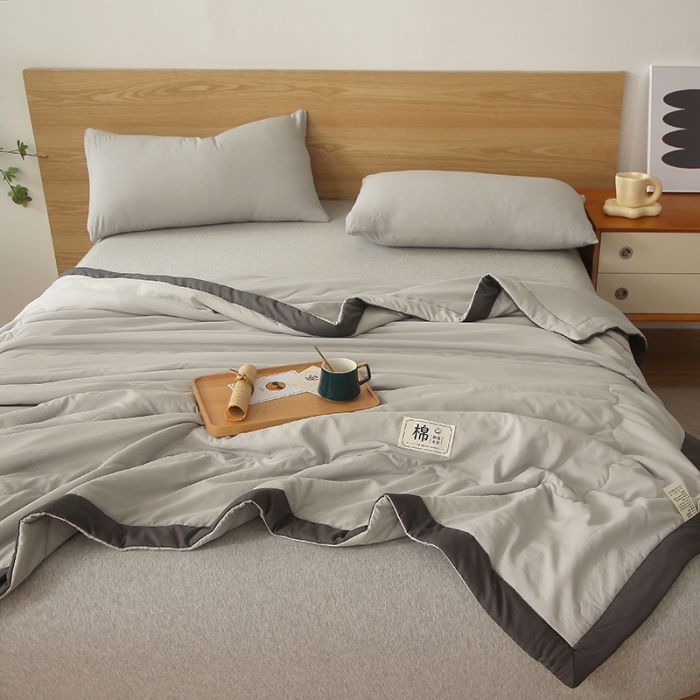 91家纺网 家纺一手货源 找家纺 猎鹿人 2023新款纯色水洗棉纱棉花夏被 摩卡灰