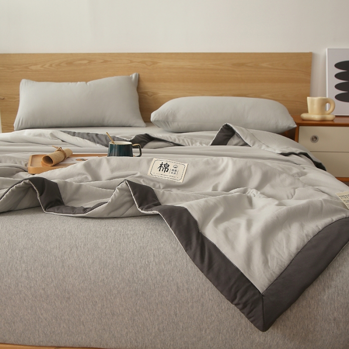 91家纺网 家纺一手货源 找家纺 猎鹿人 2023新款纯色水洗棉纱棉花夏被 摩卡灰