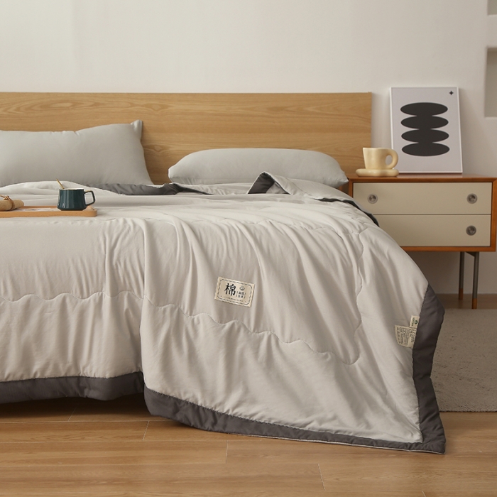 91家纺网 家纺一手货源 找家纺 猎鹿人 2023新款纯色水洗棉纱棉花夏被 摩卡灰