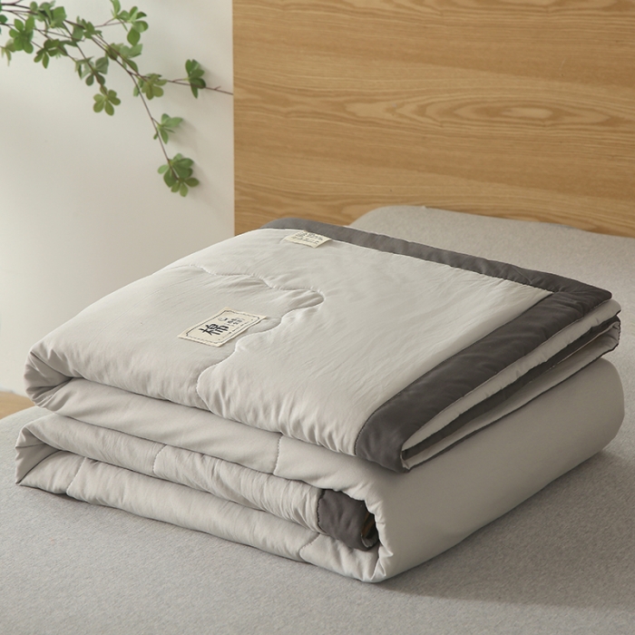 91家纺网 家纺一手货源 找家纺 猎鹿人 2023新款纯色水洗棉纱棉花夏被 摩卡灰