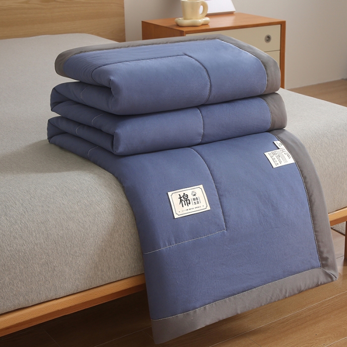 91家纺网 家纺一手货源 找家纺 猎鹿人 2023新款纯色水洗棉纱棉花夏被 绅士蓝