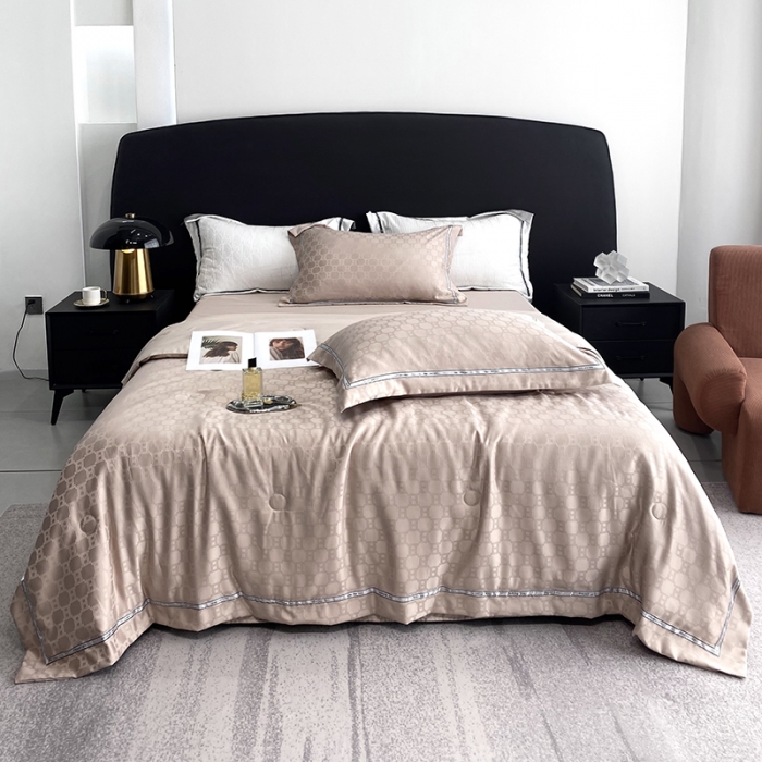 91家纺网 家纺一手货源 找家纺 优悦 2023新款提花冰丝夏被套件系列 罗马-香槟